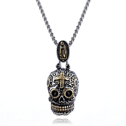 Men's Cross-shaped skull pendant