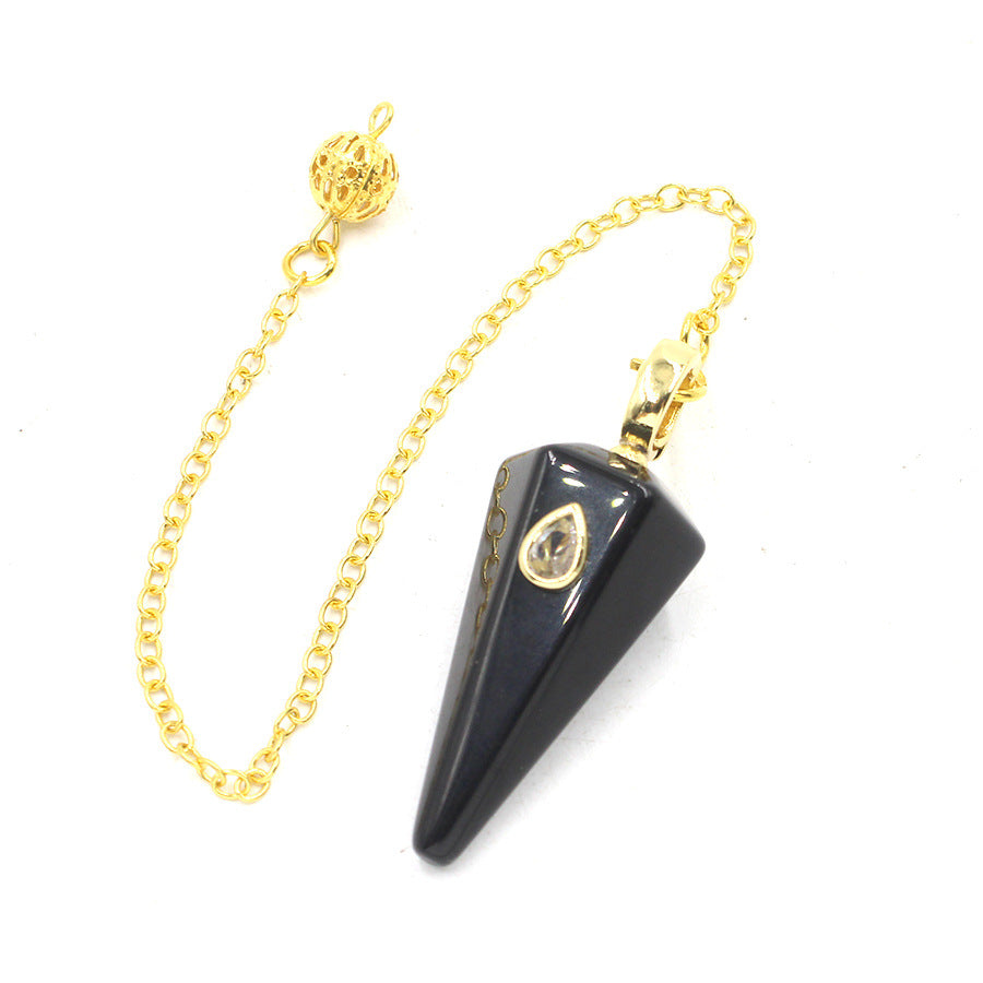 Crystal stone pyramid golden spirit pendulum