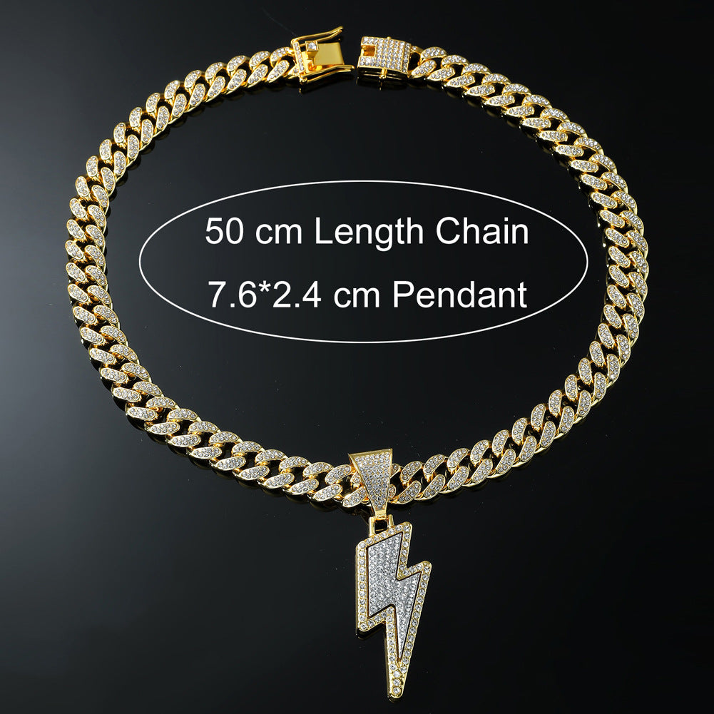 Hip-Hop Lightning Cuban Chain Pendant Necklace