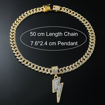 Hip-Hop Lightning Cuban Chain Pendant Necklace