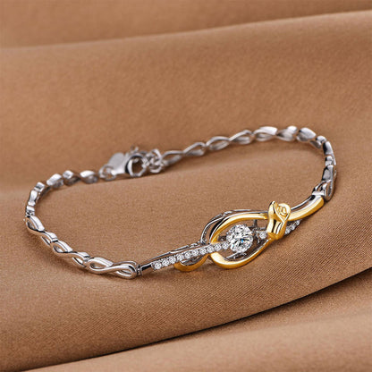 Women's White & Gold Hollow Rose Shape Beating Shinny Bracelet