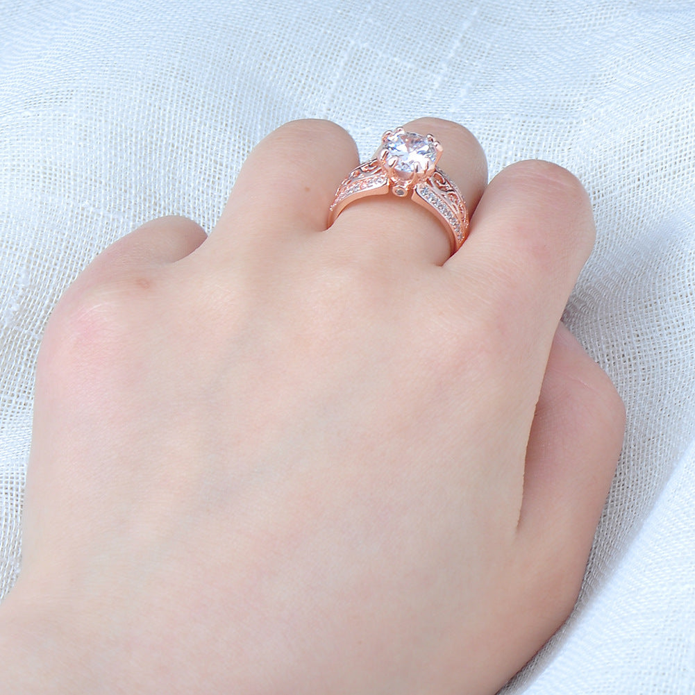 Women's Vintage Hollow Large Main Stone with Zirconia Ring