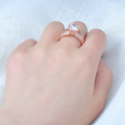 Women's Vintage Hollow Large Main Stone with Zirconia Ring