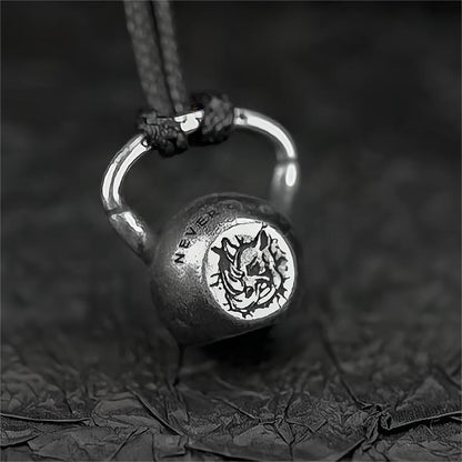 Vintage Stainless Steel Men's Kettlebell Pendant Necklace