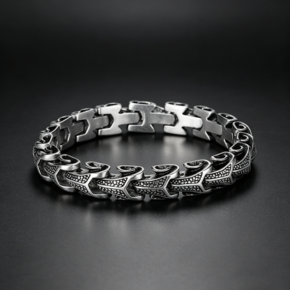 Men's Retro Fishbone Textured Curb Bracelet