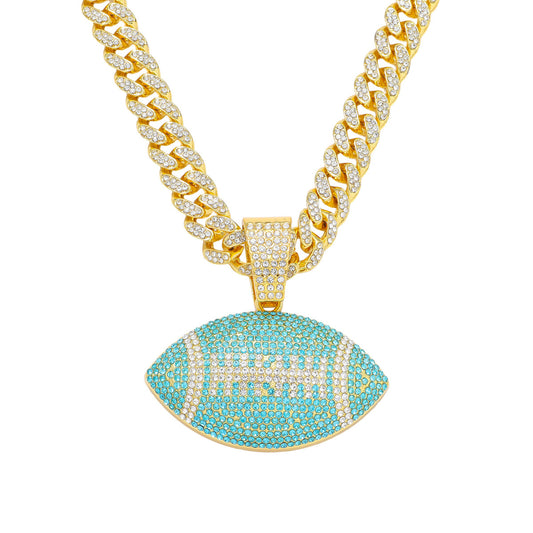 Hip-Hop Style Football Cuban Chain Pendant Necklace
