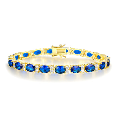 Women&Men's Hip-Hop Blue Zircon Tennis Bracelet