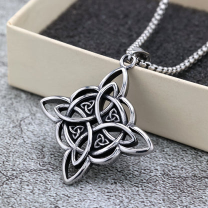 Vintage Stainless Steel Celtic Knot Pendant Necklace for Men