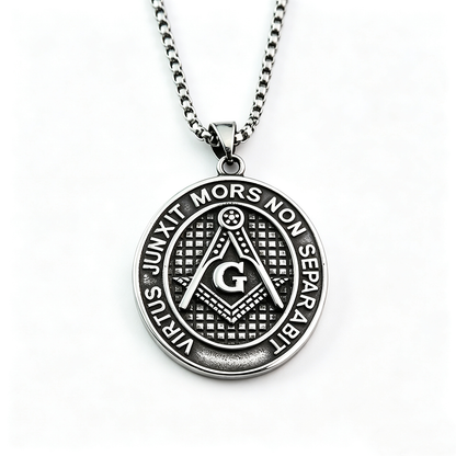 Mens Steel Double Sided Pendant Necklace