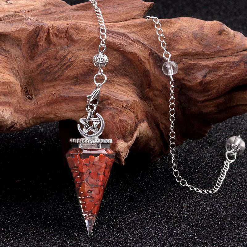 Star Moon Hexagonal Cone Crystal Resin Spirit Pendulum