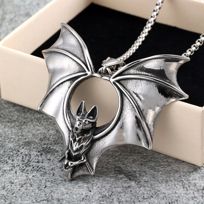 Men's Stainless Steel Vampire Bat Pendant Necklace Halloween Gift