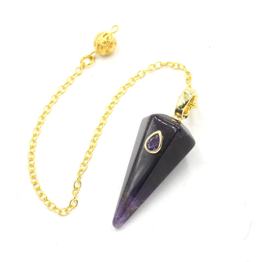 Crystal stone pyramid golden spirit pendulum