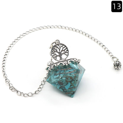 Crystal Agate Resin Gravel Diamond-Shaped Pendulum
