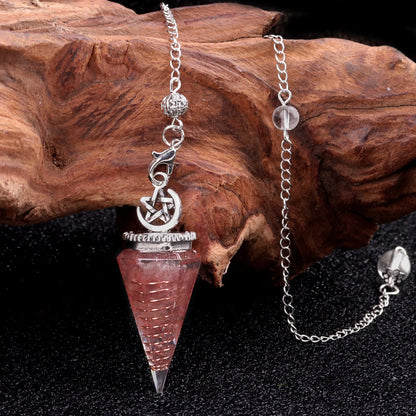 Star Moon Hexagonal Cone Crystal Resin Spirit Pendulum