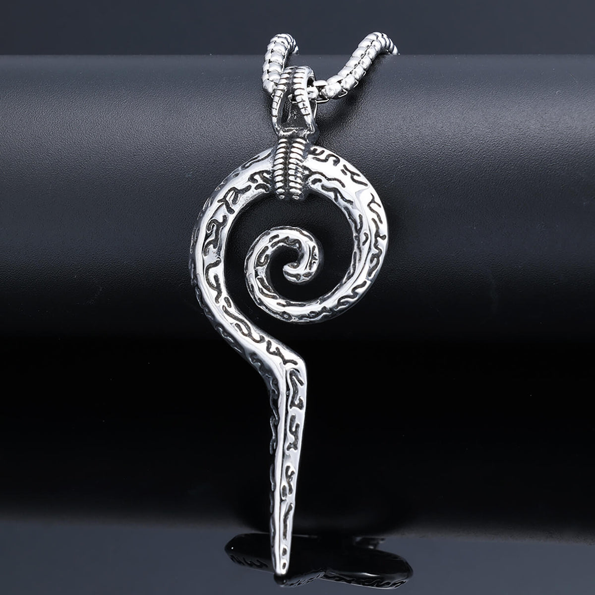 Men's Steel Vintage Spiral Snake Pendant Necklace