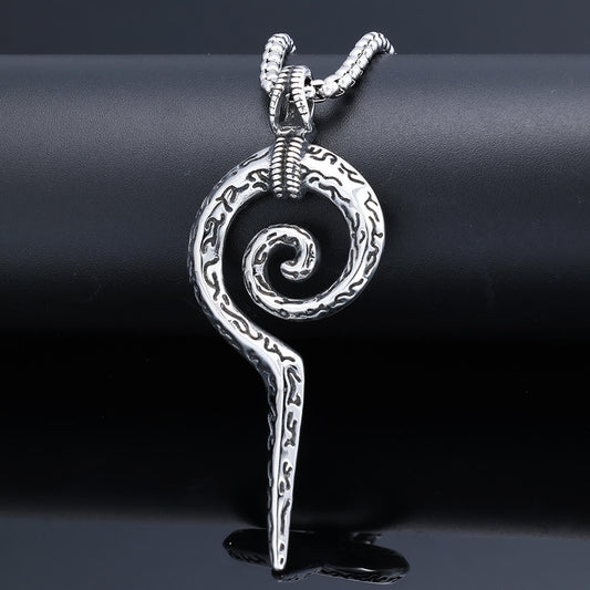 Men's Steel Vintage Spiral Snake Pendant Necklace
