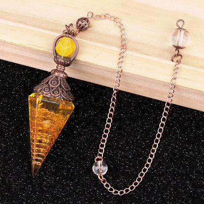 Ancient Red Seven-Colored Crystal Resin Spiritual Pendulum