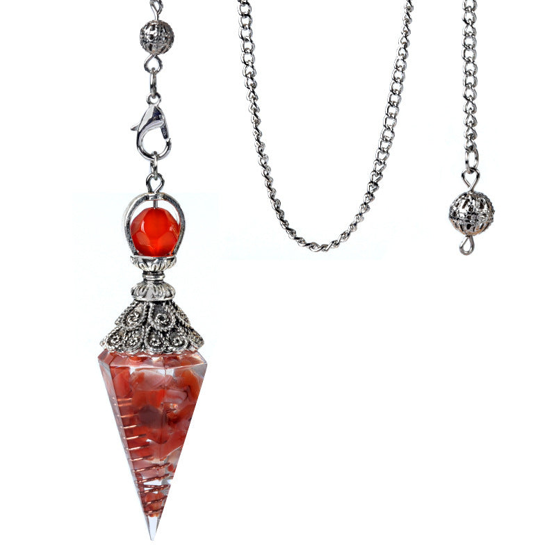 Antique silver crystal semi-precious stone multi-colored gravel resin spirit pendulum