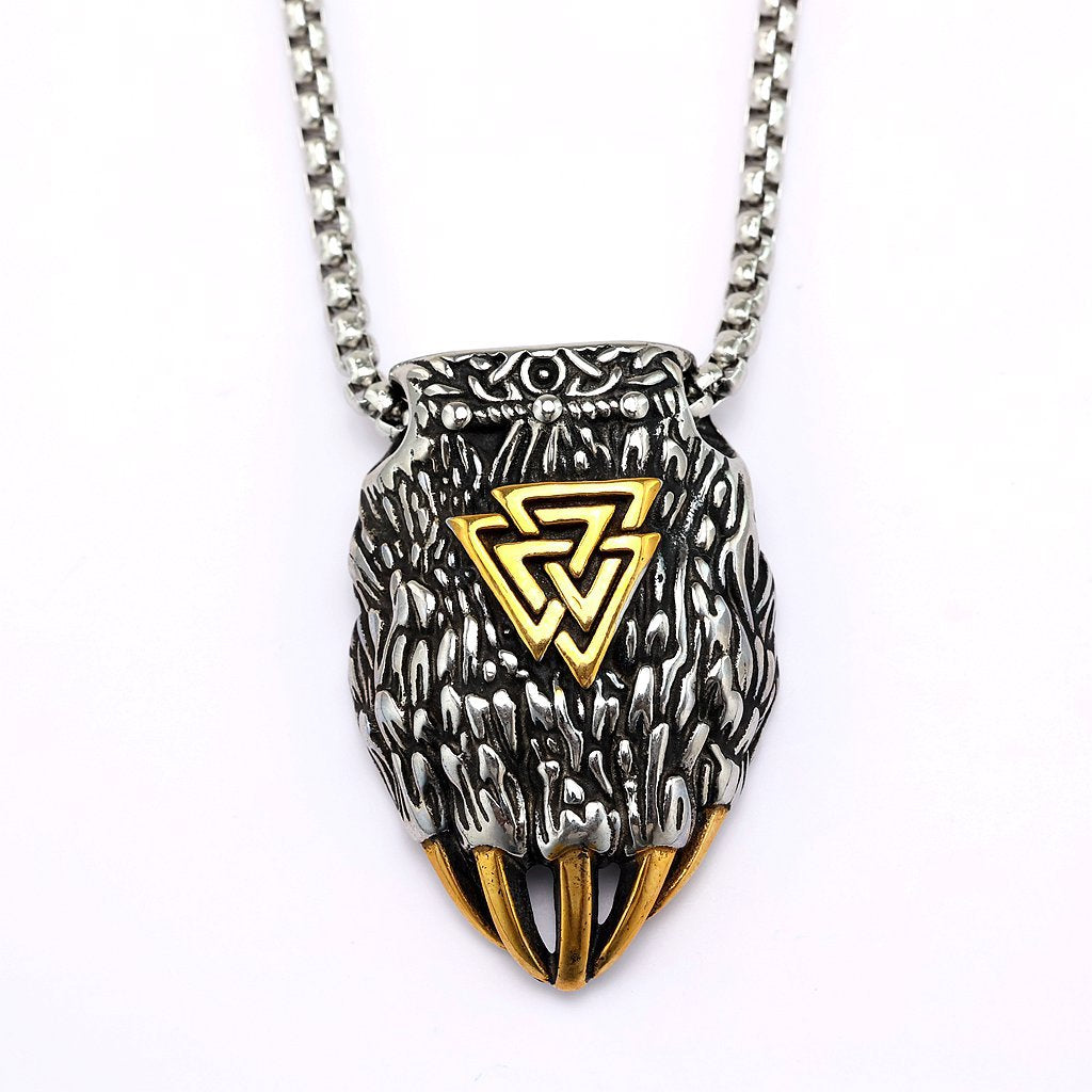 Vintage Stainless Steel Viking Bear Claw Pendant Necklace for Men