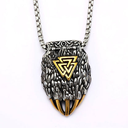 Vintage Stainless Steel Viking Bear Claw Pendant Necklace for Men