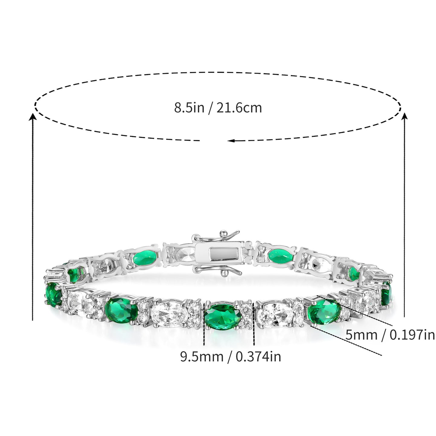 Women&Men's 5mm Inlaid White Zirconia And Green Zirconia Tennis Bracelet