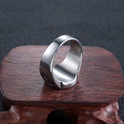 Vintage Solid Stainless Steel Ancient Egyptian Eye of Horus Band Ring for Men