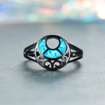 Women's Hollow Crescent Opal Ring