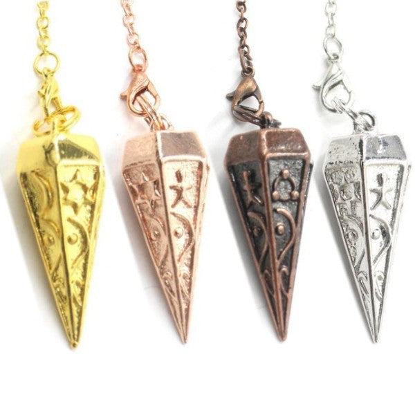 Copper Hexagonal Cone With Six-Sided Carved Pattern Symbols Gravity-Concentrating Pendulum