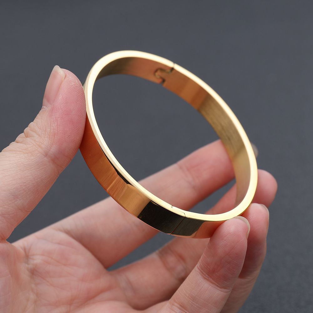 Men’s Minimalist Stainless Steel Cuff Bangle with Snap Clasp Fashion Wrist Jewelry