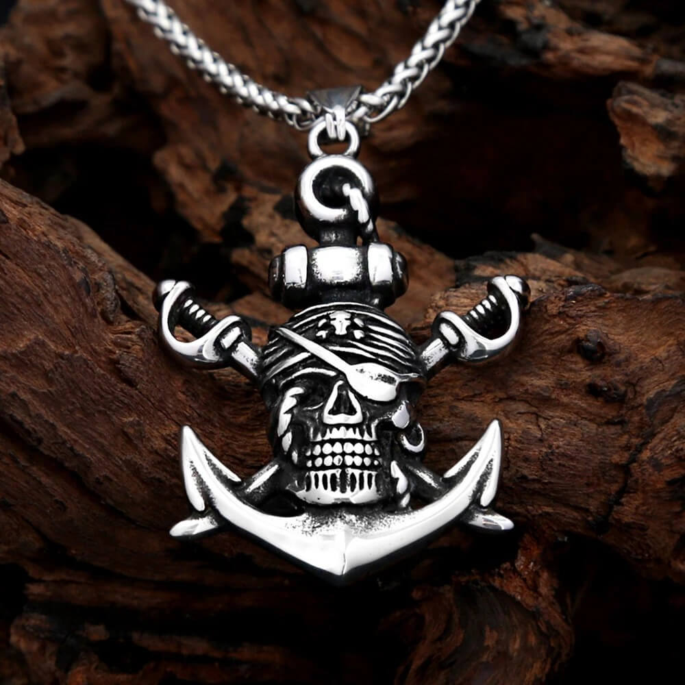 Men's Pirate Ship Anchor Pendant Necklace