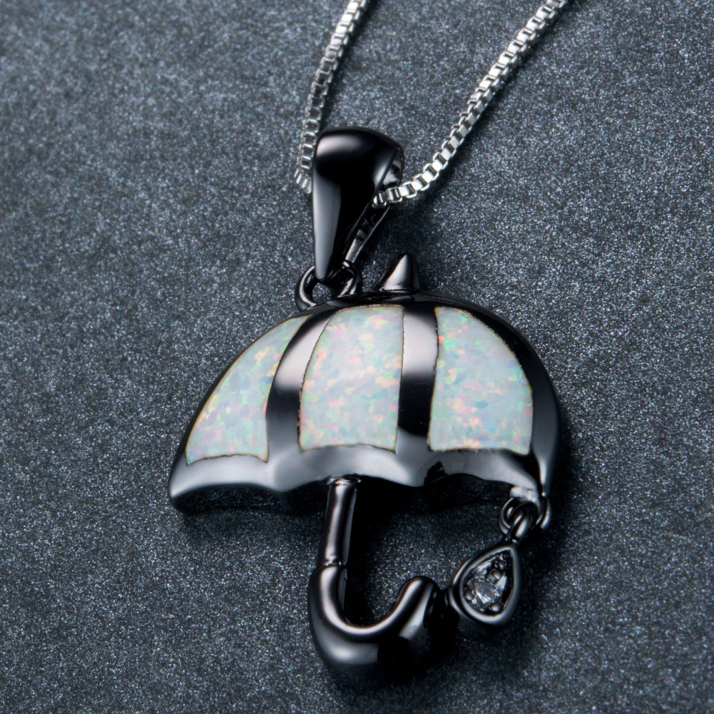 Opal Umbrella Pendant Necklace