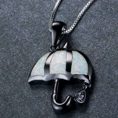 Opal Umbrella Pendant Necklace