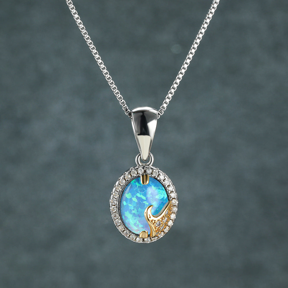 Two-color Wave Ocean Pearl Necklace Pendant