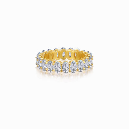 Women's Oval Egg Shape Claw Set Solitaire Zirconia Ring with Accent Side Stones, S925 with Gold Plating Ladies Fashion Ring