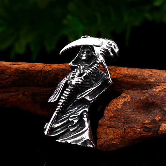 Men's Punk Skull Sickle Pendant Necklace