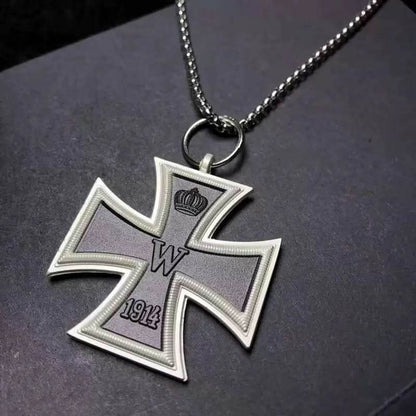 Men's German Iron Cross Pendant Necklace