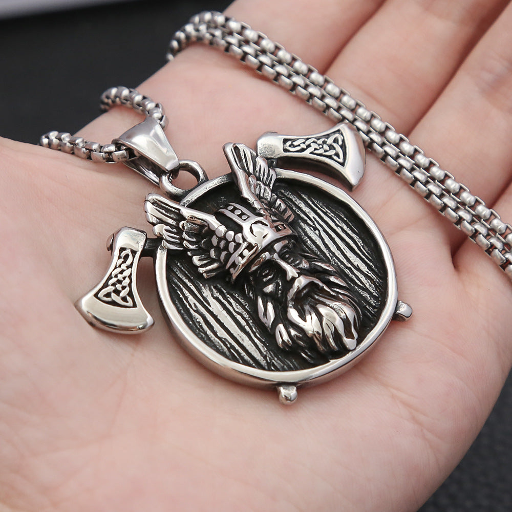 Men's Viking Odin Double Axe Pendant Necklace