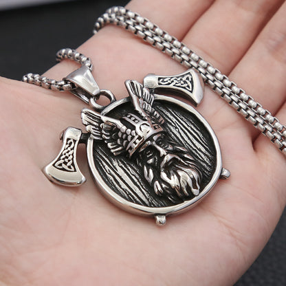 Men's Viking Odin Double Axe Pendant Necklace