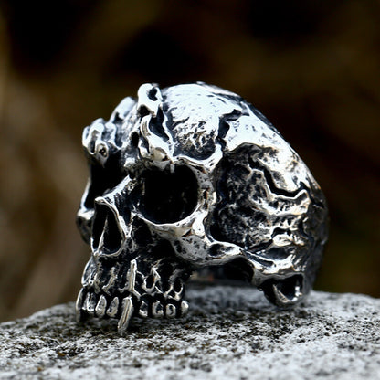 Men's Hip-Hop Punk Steel Warrior Skull Ring