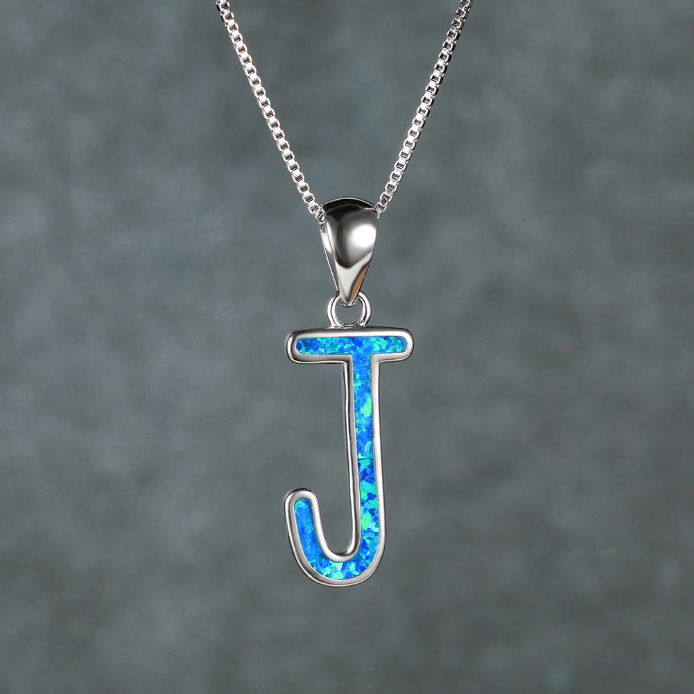 Opal Letter J Necklace
