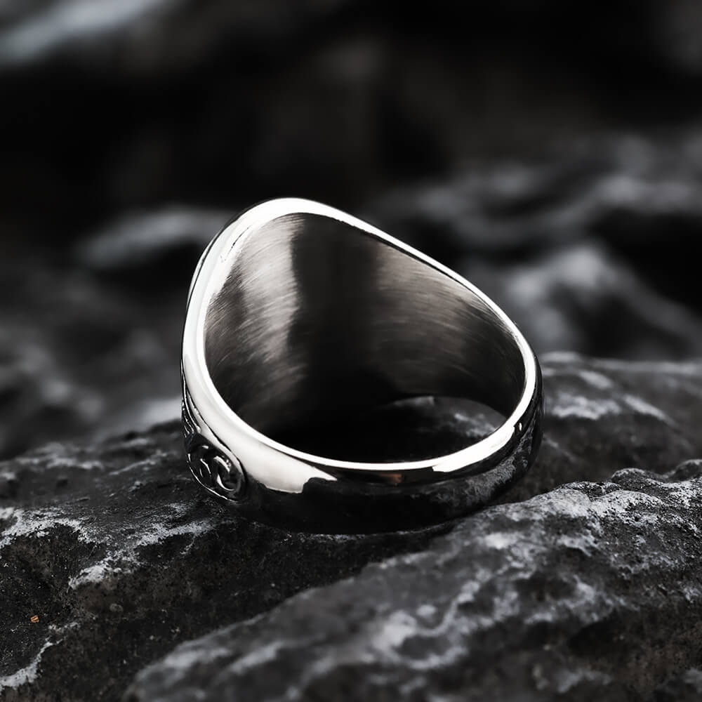 Vintage Solid Stainless Steel 3D Carved Viking Tree of Life Round Ring for Men