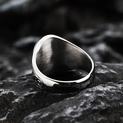 Vintage Solid Stainless Steel 3D Carved Viking Tree of Life Round Ring for Men