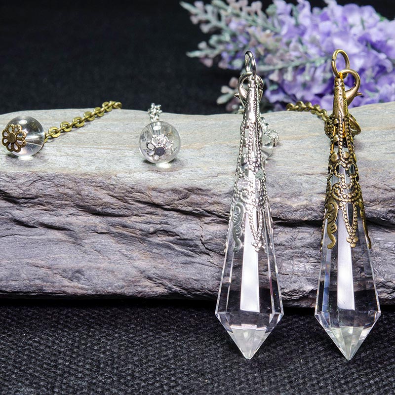 Vintage 12-Faceted Clear Crystal Meditation Pendulum