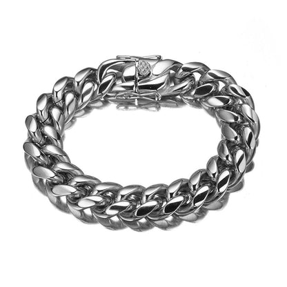 Men’s Slim European American Hip Hop Stainless Steel Tight Weave Electroplated Brazilian Chain Bracelet Fashion Wrist Jewelry