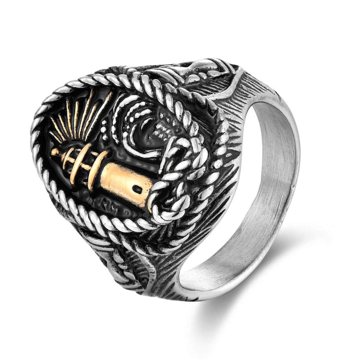Men's Stainless Steel Minimalist Lighthouse Ring