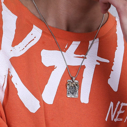Men's Tag Pendant Clown King Necklace