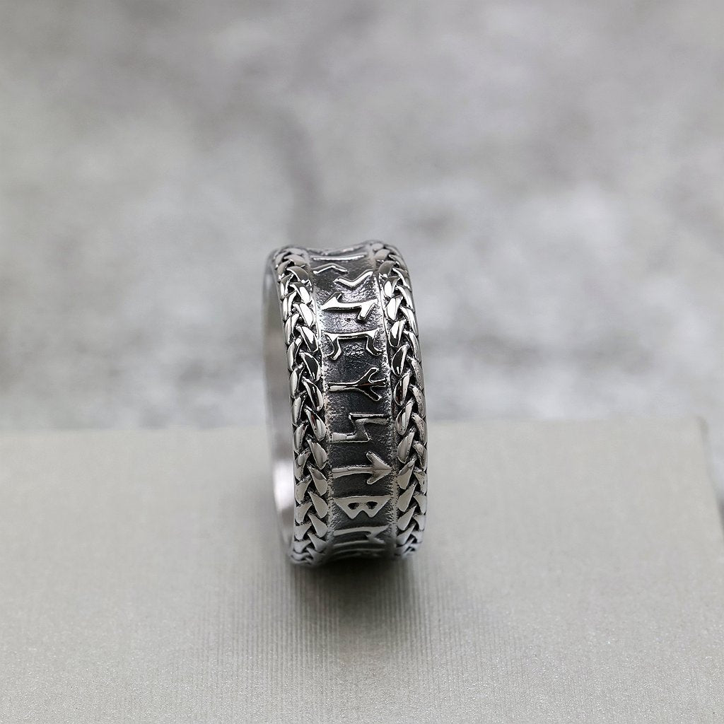 Vintage Stainless Steel Viking Rune Ring for Men