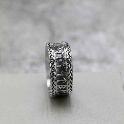 Vintage Stainless Steel Viking Rune Ring for Men