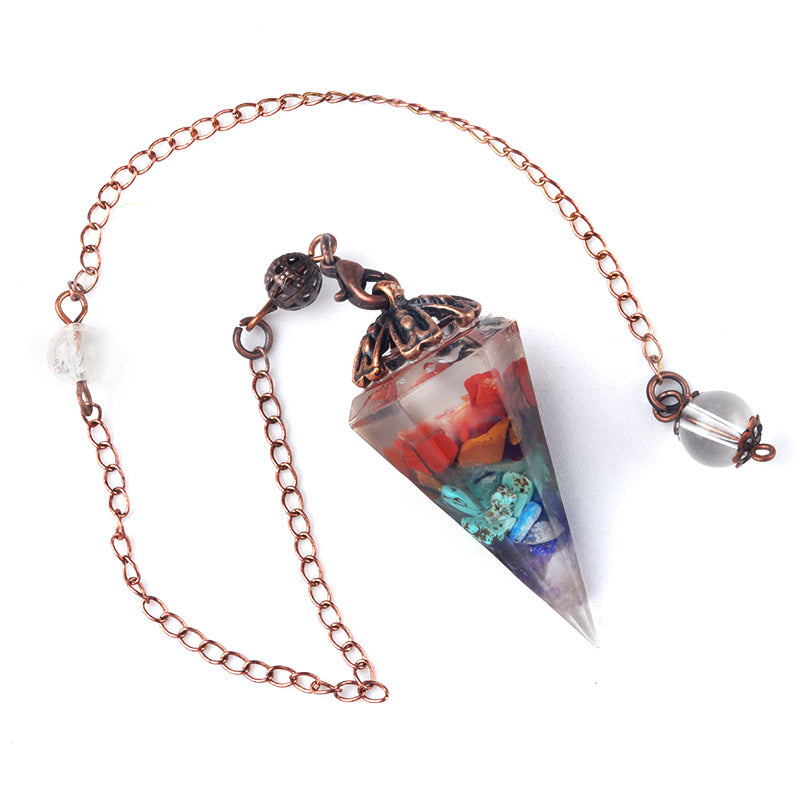 Colorful crystal clock pendulum ancient red copper flower base resin spirit pendulum
