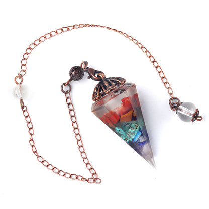 Colorful crystal clock pendulum ancient red copper flower base resin spirit pendulum